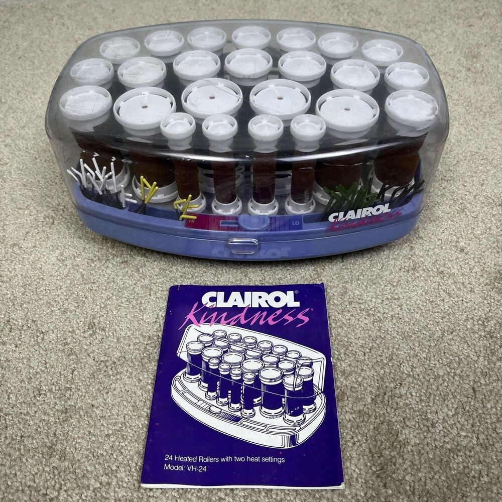 Clairol Kindness VH24 Hot Rollers Velvet Hair Curler 24 Clips‎ Instruction Works